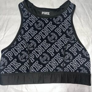 Black and Gray PINK high neck Sports Bra, is reversible